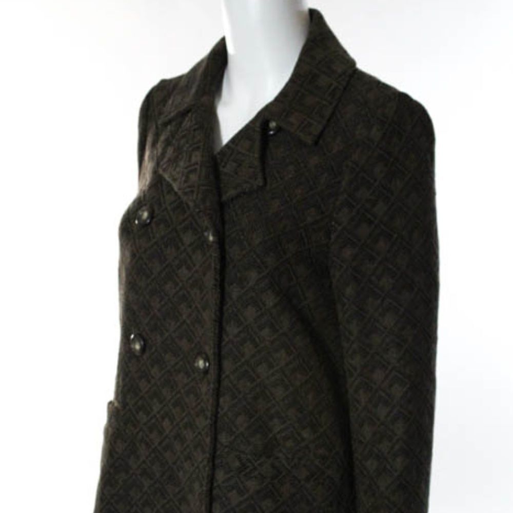 Burning Torch Brown Geometric Button Jacket M